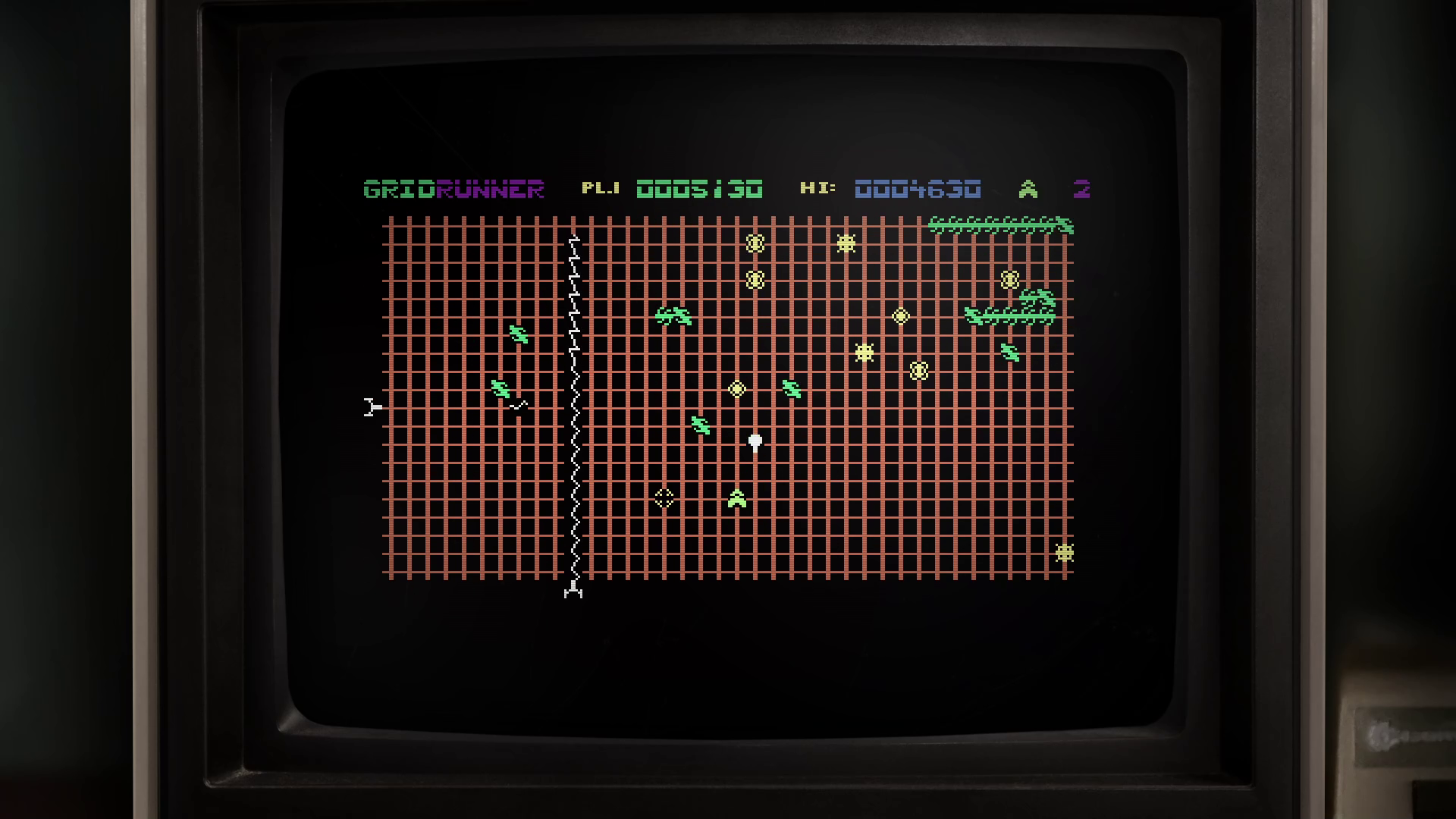 Gridrunner is played on a reproduction of an old monitor.