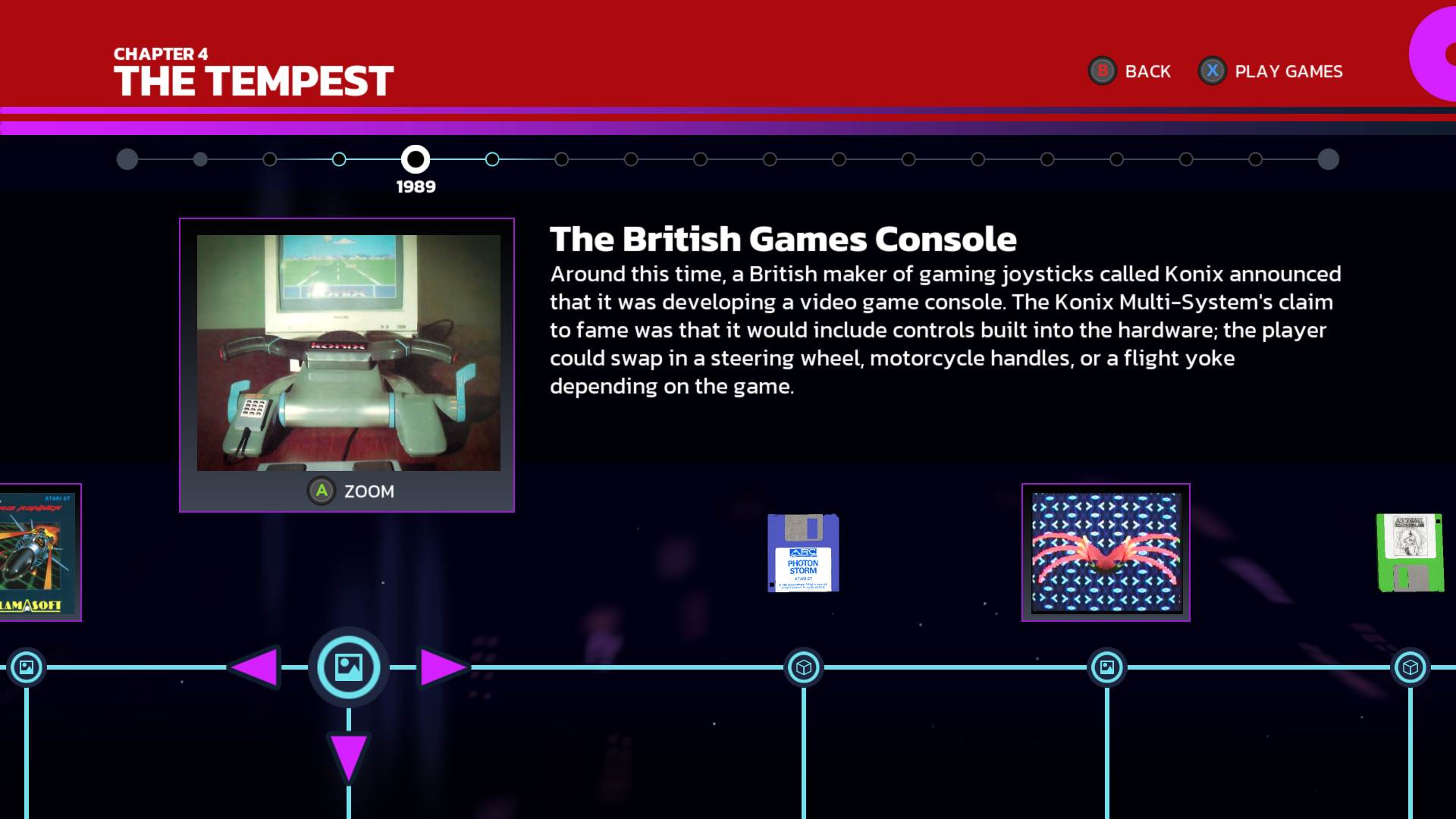 A slide in Llamasoft: The Jeff Minter Story discusses the Konix system.