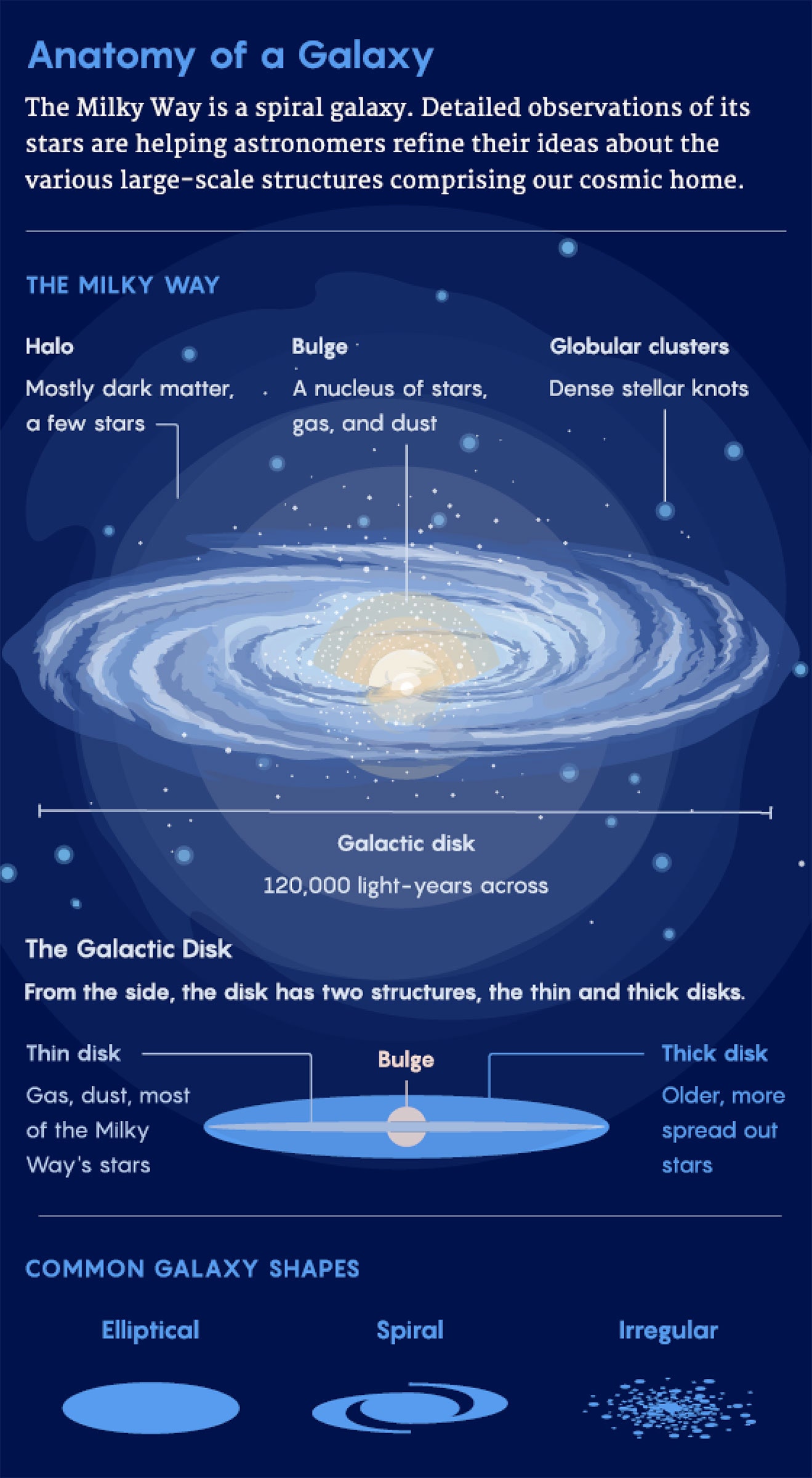 Infographic showing the anatomy of a galaxy