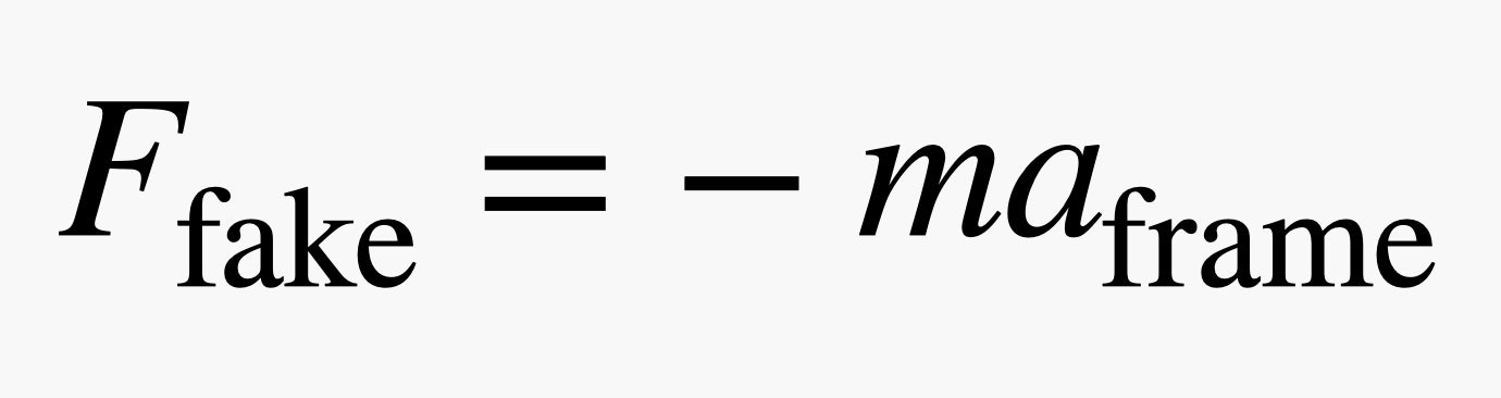 Fake force equals negative mass time acceleration