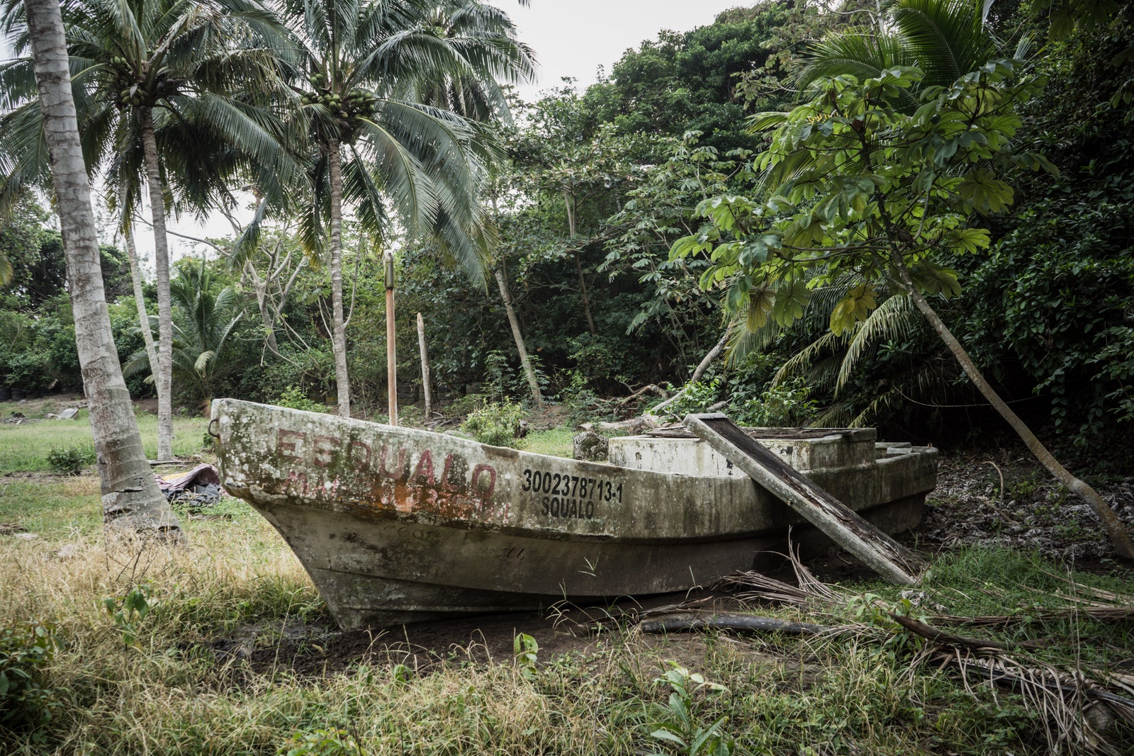 An abandoned boat ​in ‍the fishing community of Las Barrancas, ‍Mexico.